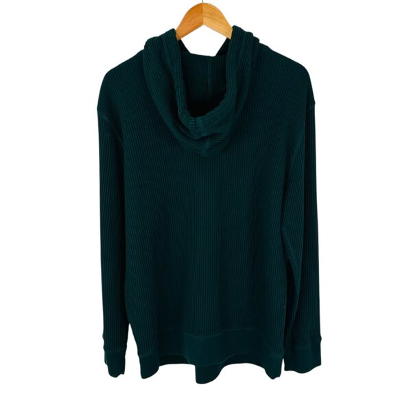 American Eagle Men's Size L Thermal Waffle Knit Green Hoodie Shirt - Picture 2 of 6